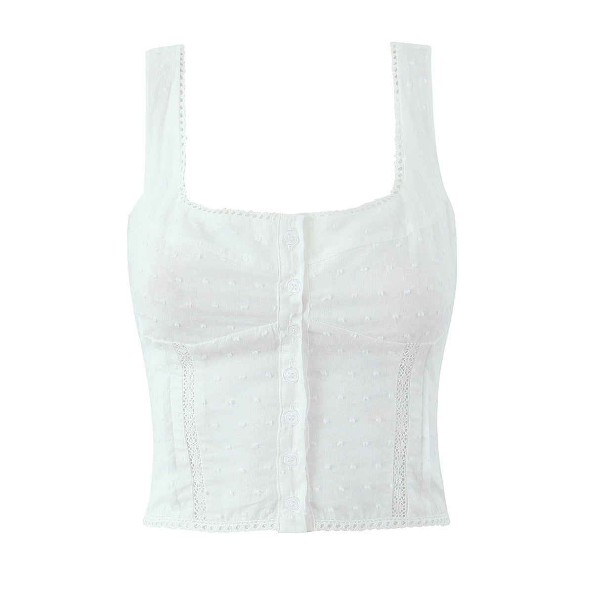 Flower Embroidered Button Cardigan Short Camisole