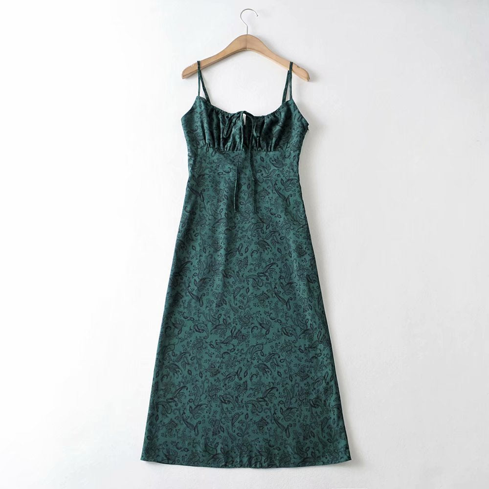 Sleeveless Printed Boho Long Dress With Straps