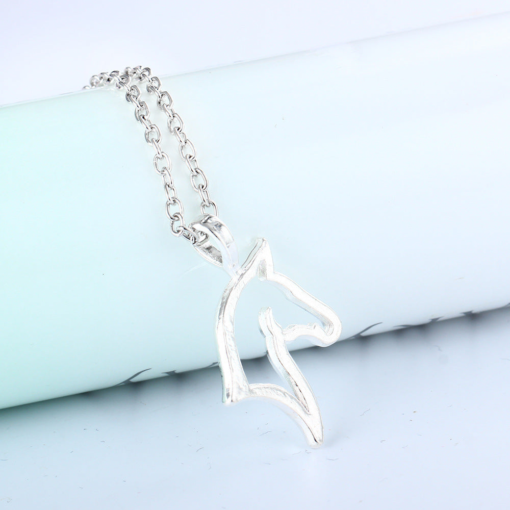 Necklace horse silver plated