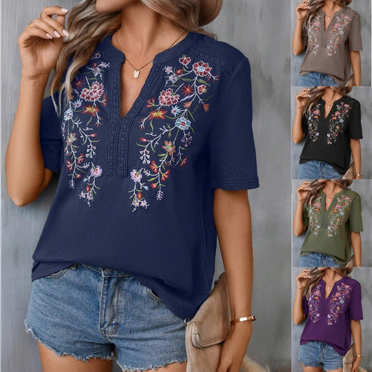 Fashion Flowers Embroidery shirt
