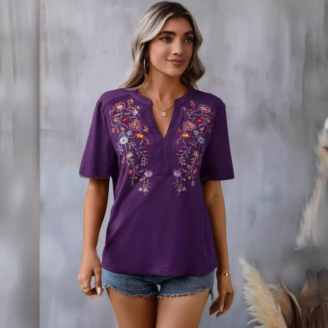 Fashion Flowers Embroidery shirt