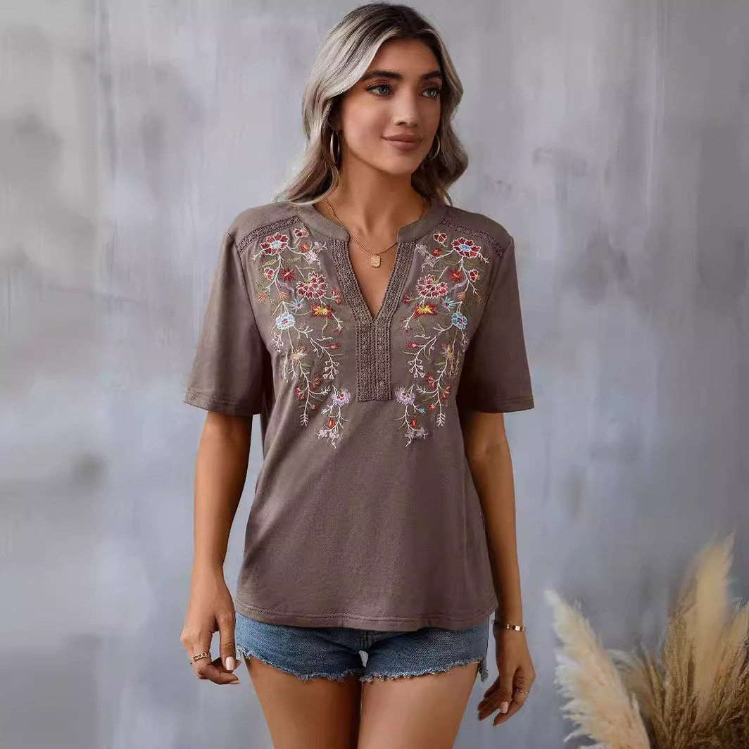 Fashion Flowers Embroidery shirt