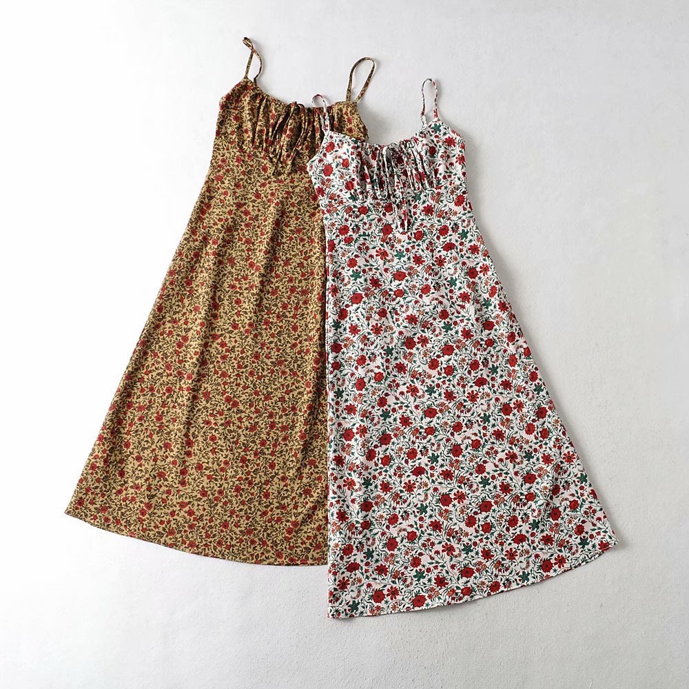 Sleeveless Printed Boho Long Dress With Straps